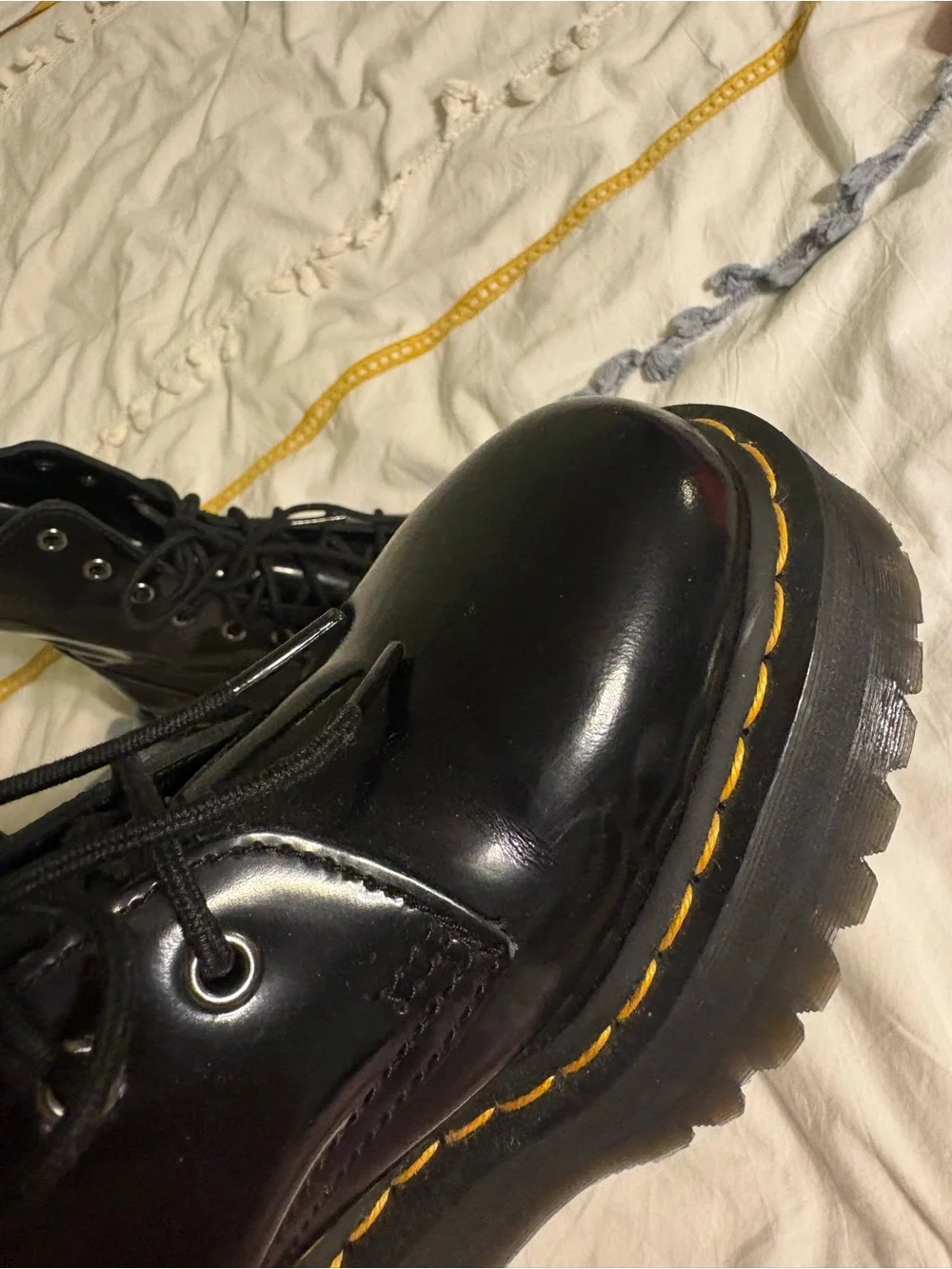 Dr. Martens Black Patent Lace-Up Platform Boots